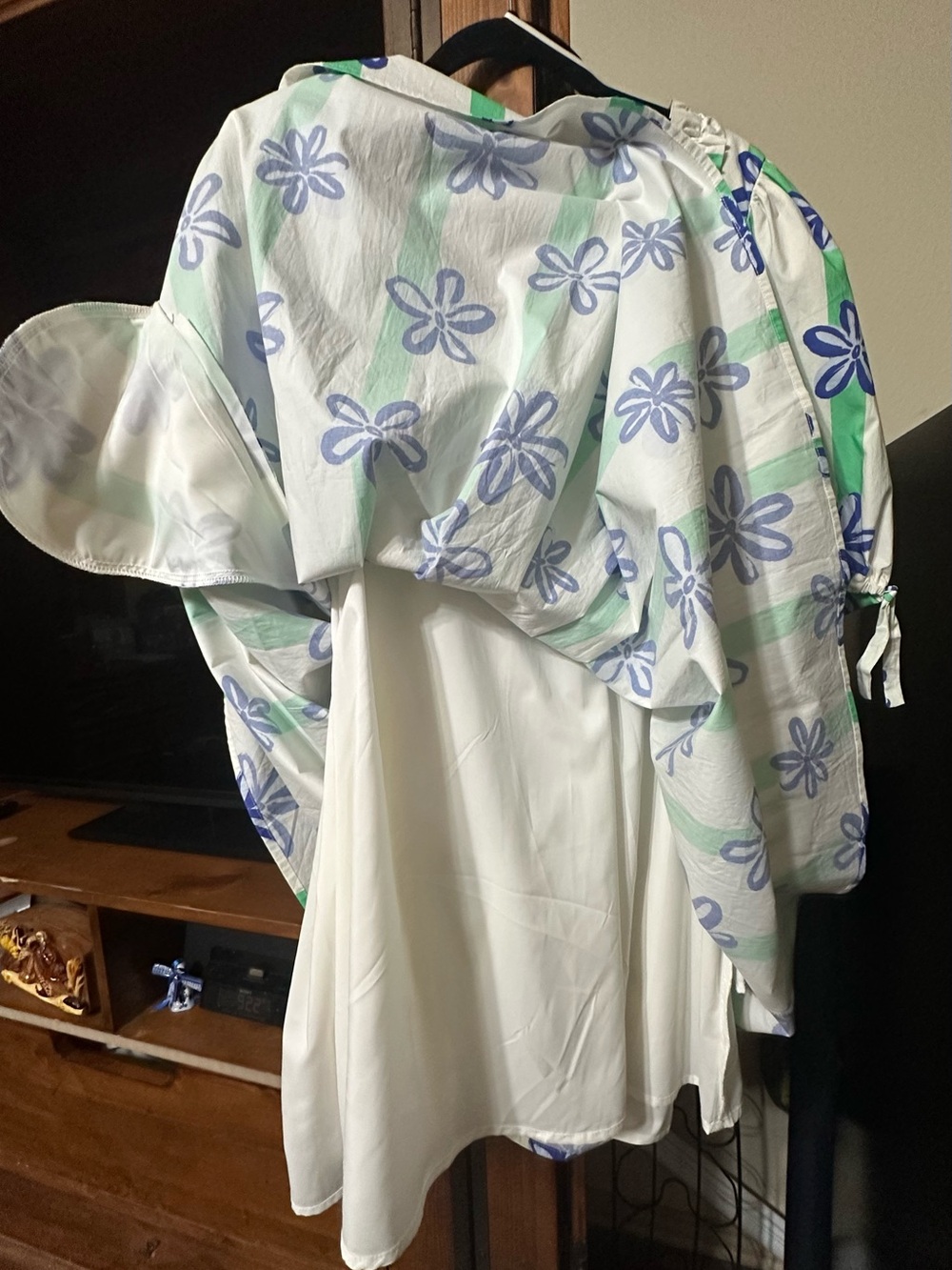 Fantastic Fawn Floral Stripe Ruffle Puff Sleeve Dress L - Picture 4 of 4